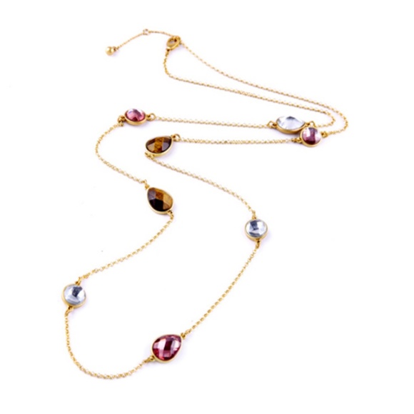 Long Faceted Glass Bead Sweater Chain Necklace - Picture 4 of 8